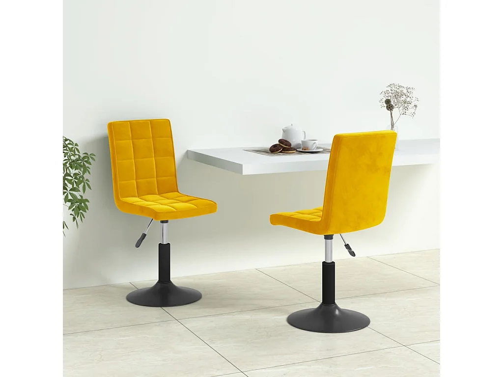 Chaises pivotantes à manger lot de 2 jaune moutarde velours