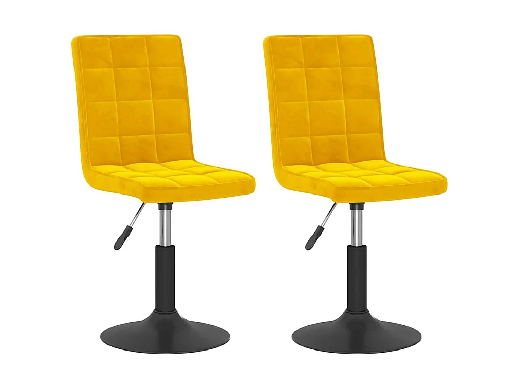Chaises pivotantes à manger lot de 2 jaune moutarde velours