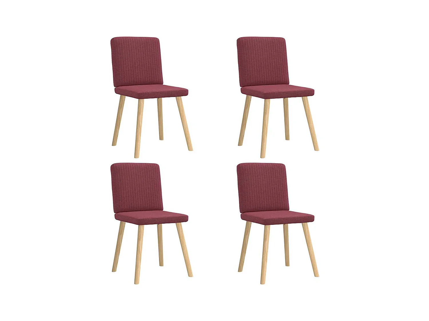 Chaises à manger lot de 4 rouge bordeaux tissu