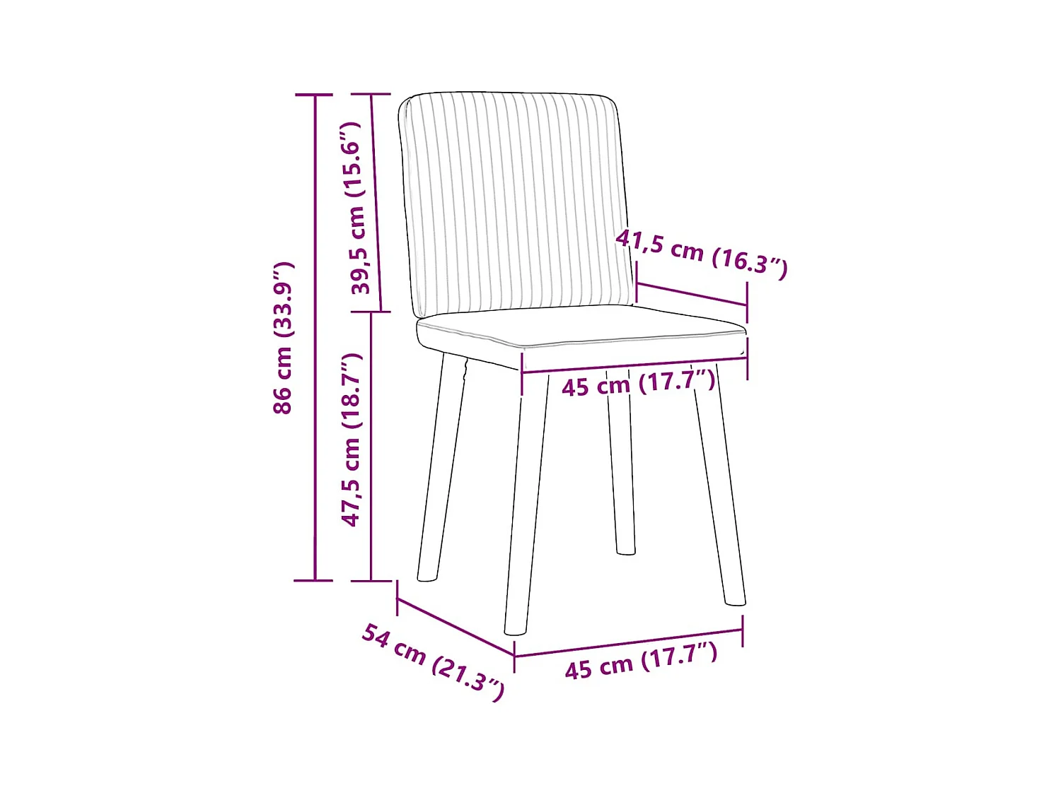 Chaises à manger lot de 4 rouge bordeaux tissu