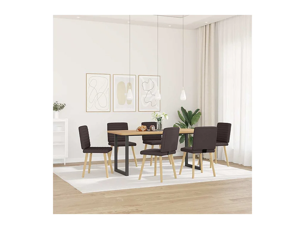 Chaises à manger lot de 6 marron foncé tissu