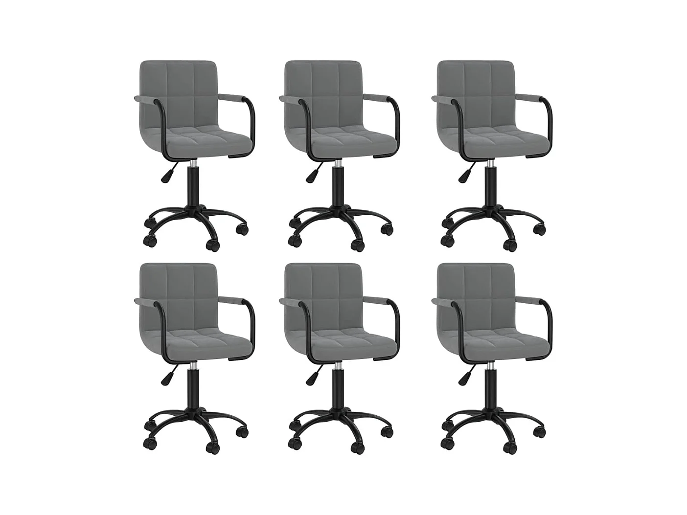 Chaises pivotantes à manger lot de 6 gris foncé velours