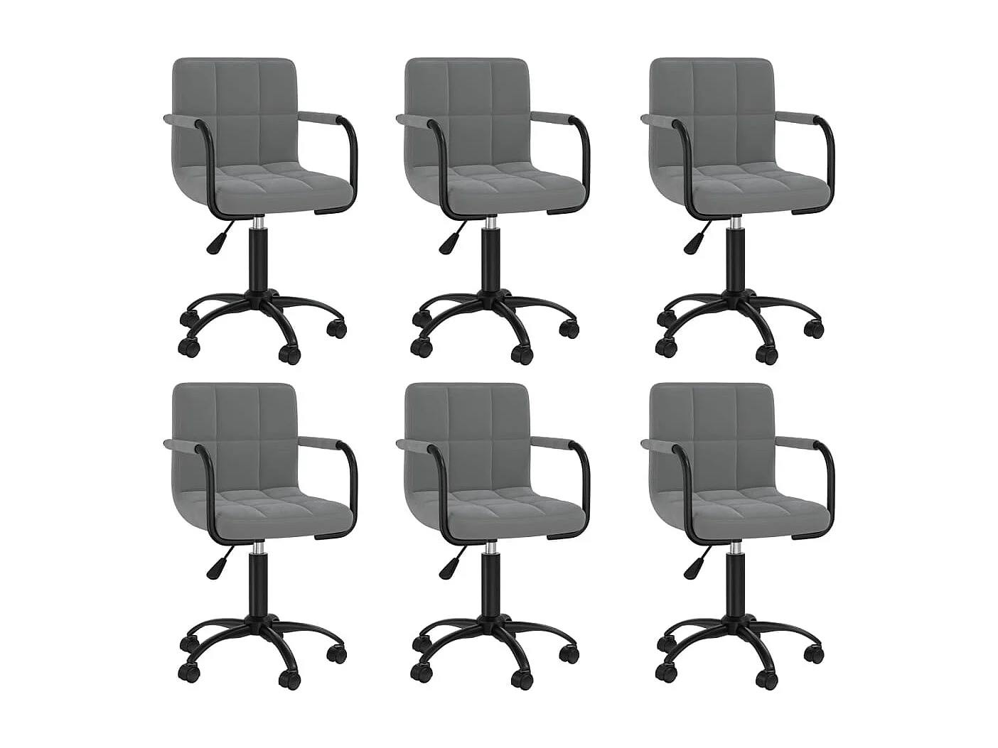 Chaises pivotantes à manger lot de 6 gris foncé velours