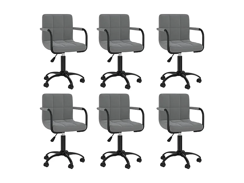 Chaises pivotantes à manger lot de 6 gris foncé velours