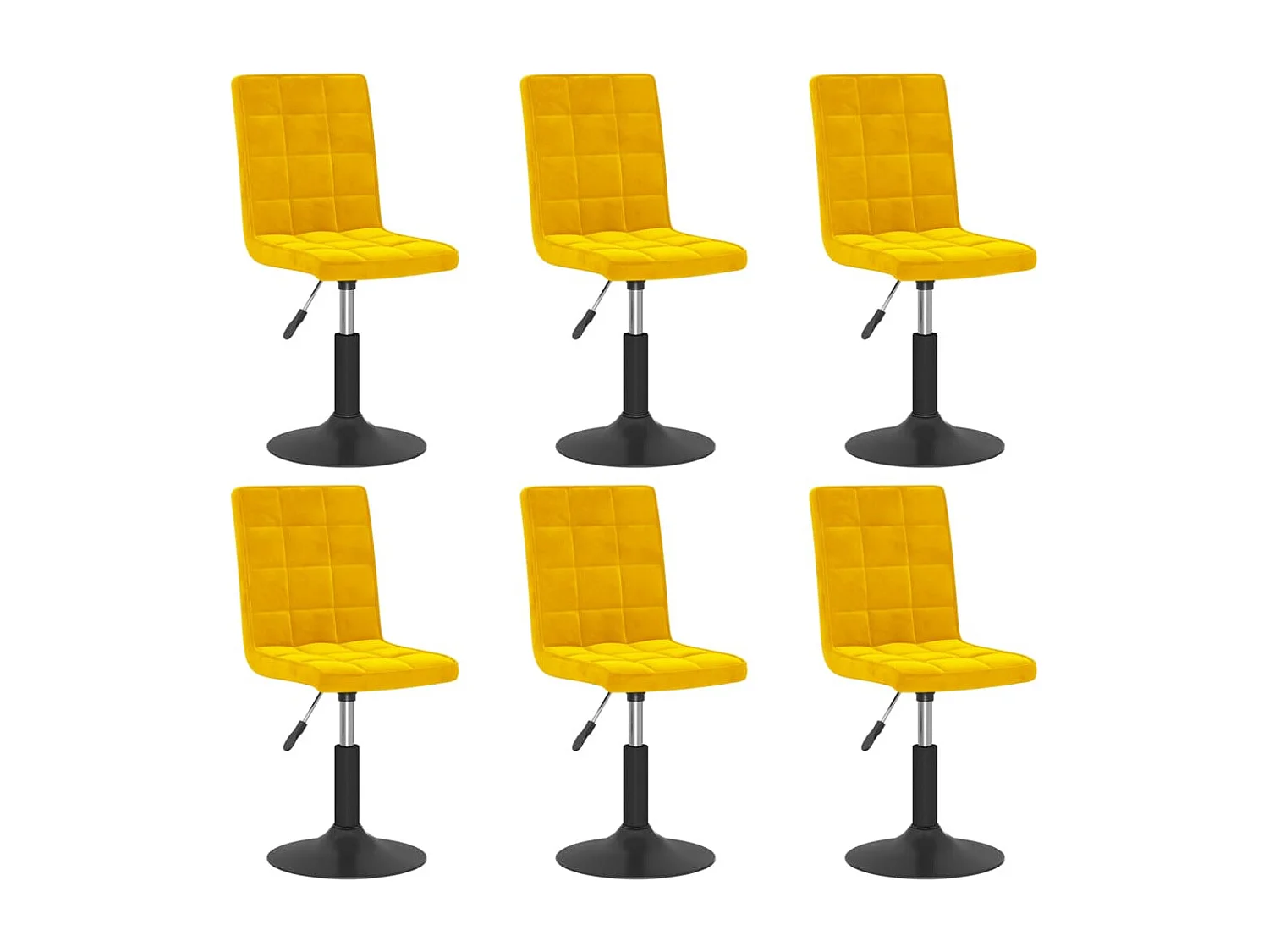 Chaises à manger pivotantes lot de 6 jaune moutarde velours