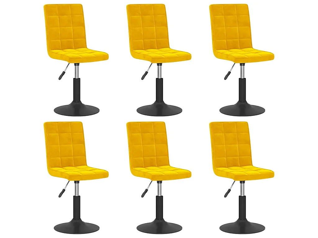 Cadeiras de jantar giratórias 6 pcs veludo amarelo mostarda