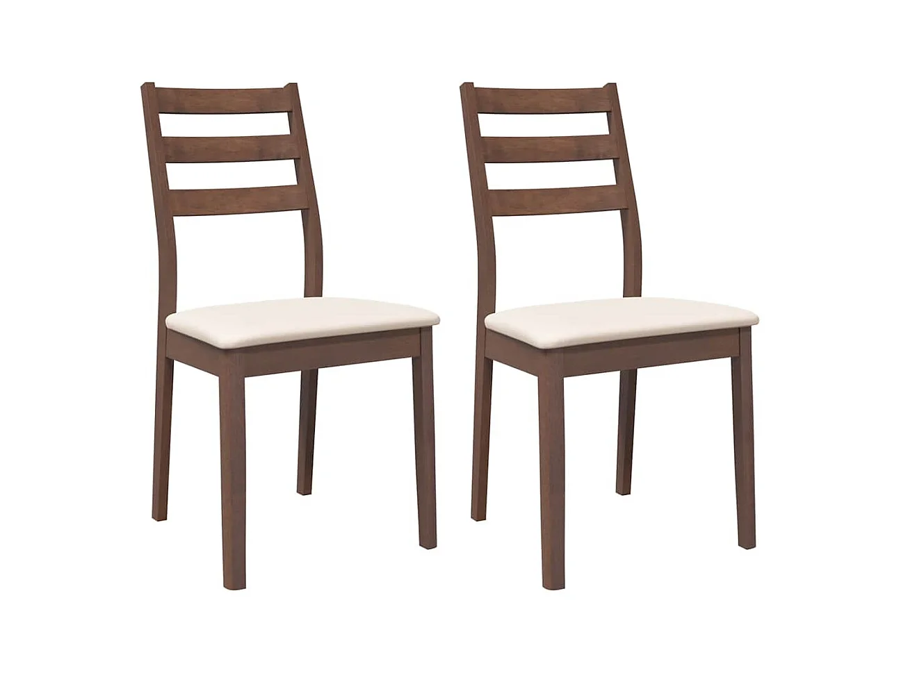 Sillas de comedor con cojines 2 uds madera maciza marrón caucho