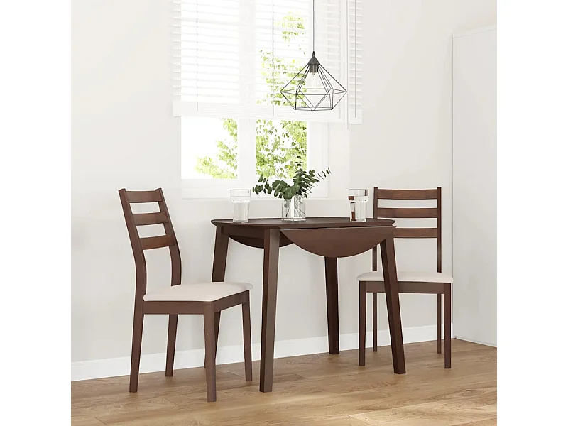 Sedie da Pranzo con Cuscini 2pz Marrone Legno Massello di Hevea