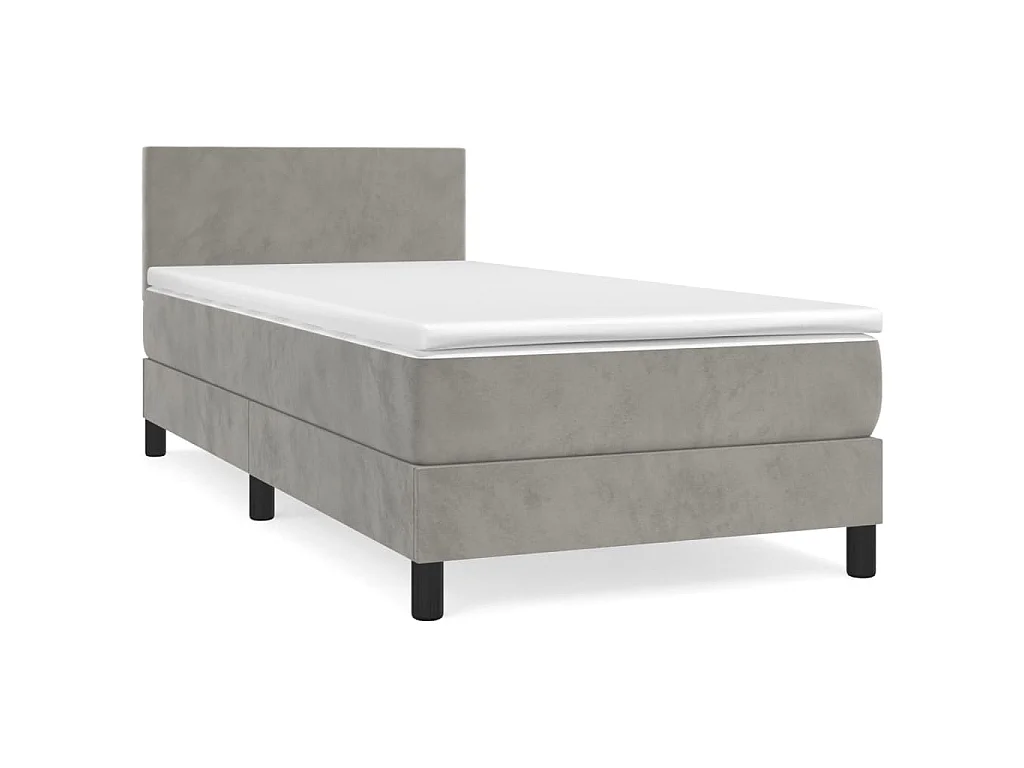 Boxspring met matras fluweel lichtgrijs 90x190 cm