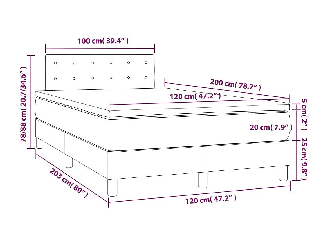 Boxspringbett mit Matratze Dunkelgrün 120x200 cm Samt