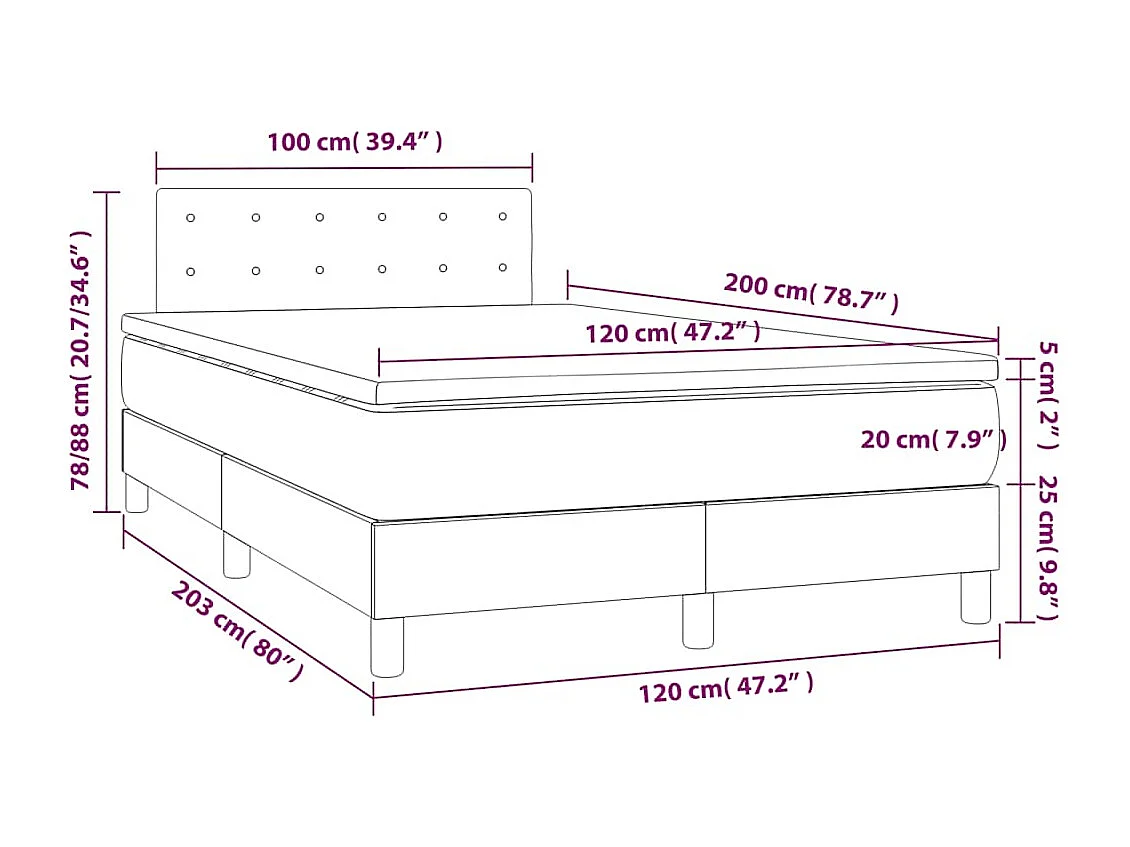 Boxspringbett mit Matratze Dunkelgrün 120x200 cm Samt
