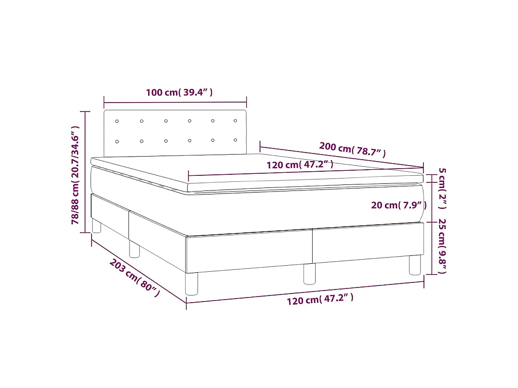 Boxspring met matras fluweel donkergroen 120x200 cm