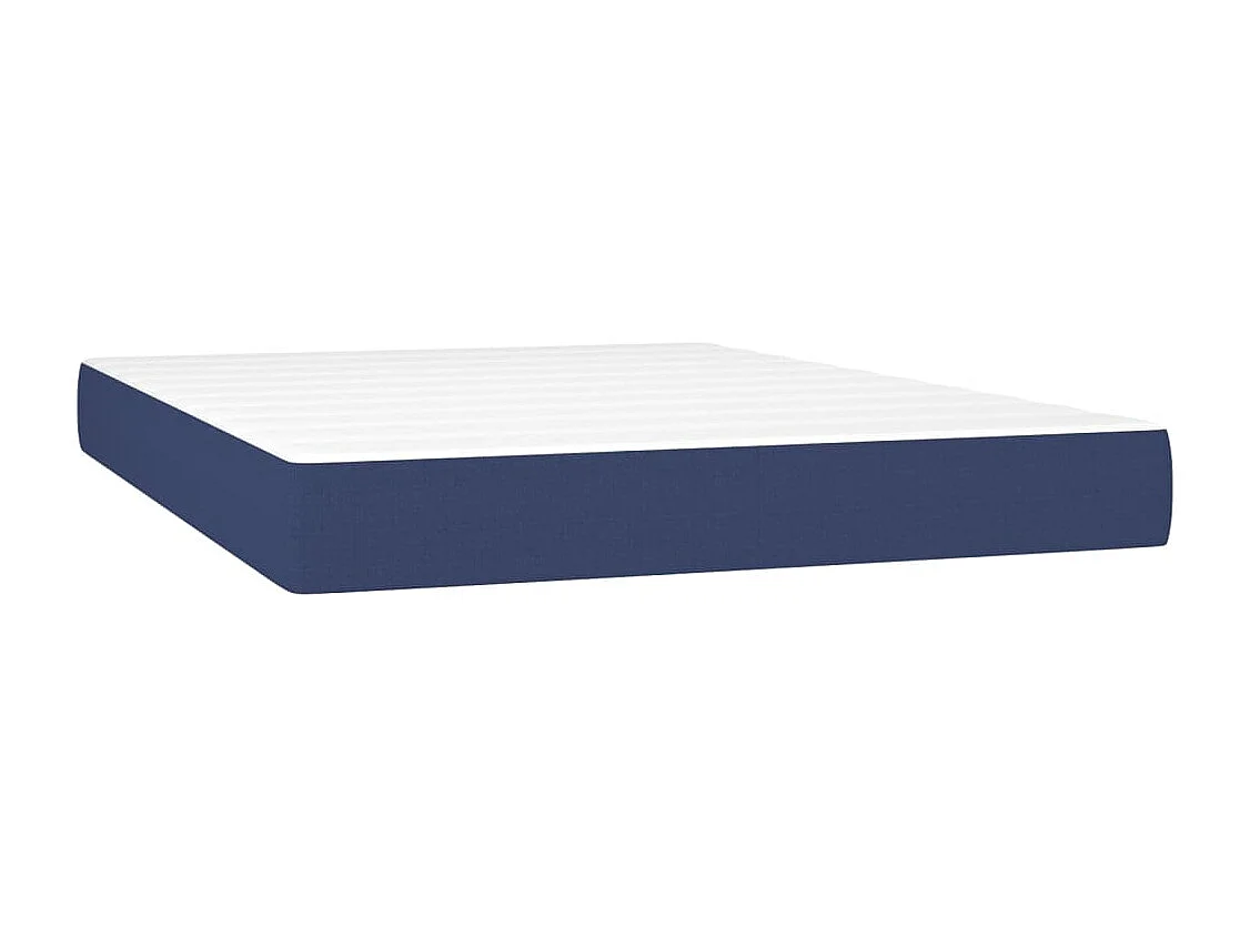 Cama box spring c/ colchão e LED 140x190 cm tecido azul