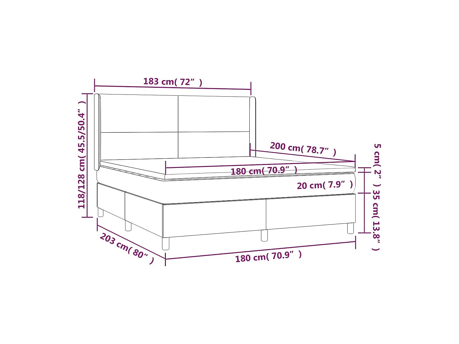 Boxspring met matras en LED stof taupe 180x200 cm