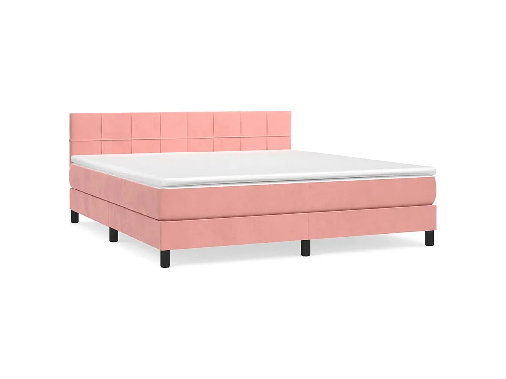 Boxspring met matras fluweel roze 160x200 cm
