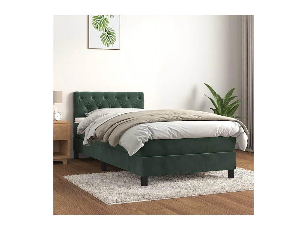 Sommier à lattes de lit et matelas Vert foncé 80x200 cm Velours