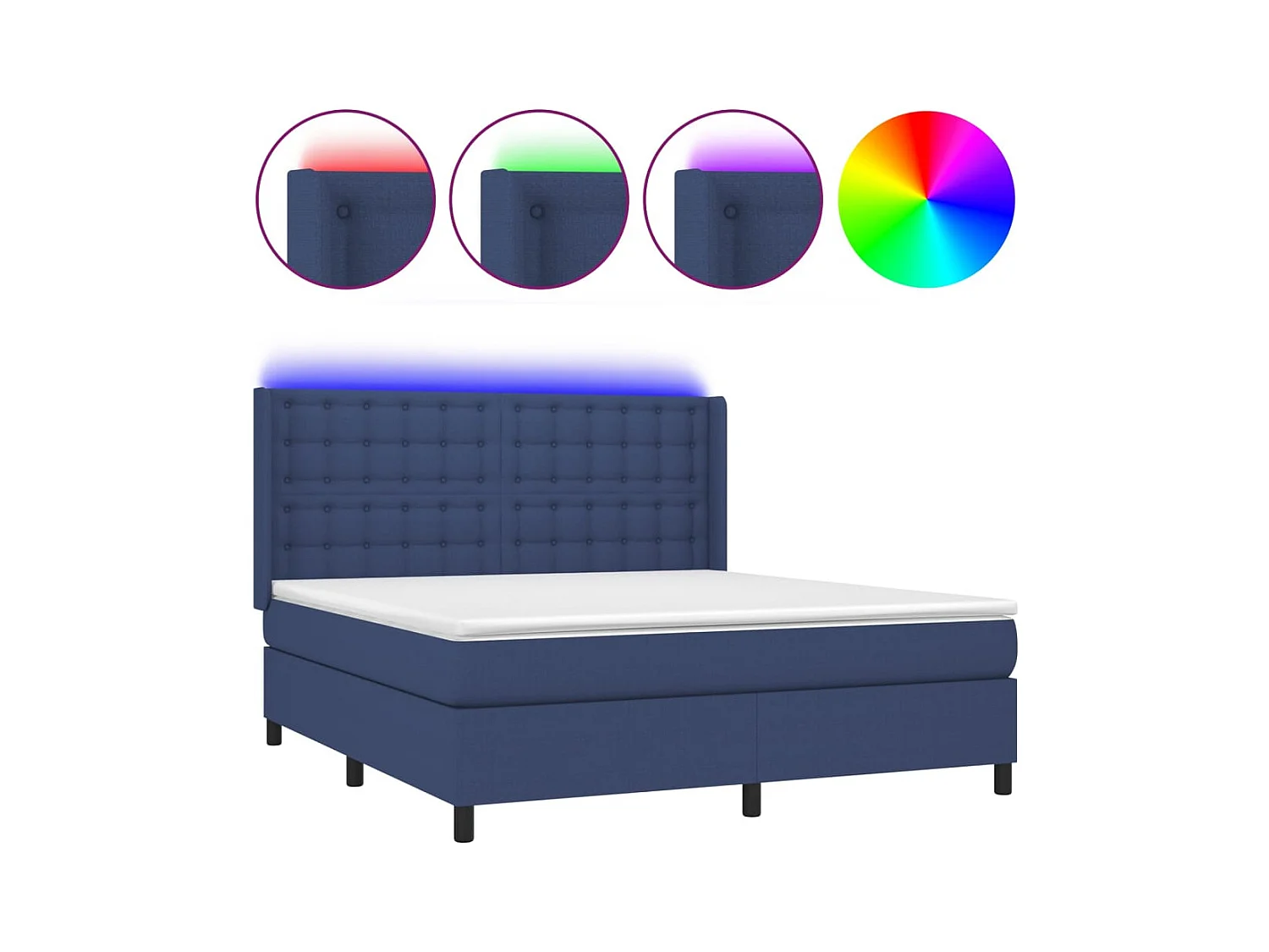 Boxspring met matras en LED stof blauw 180x200 cm