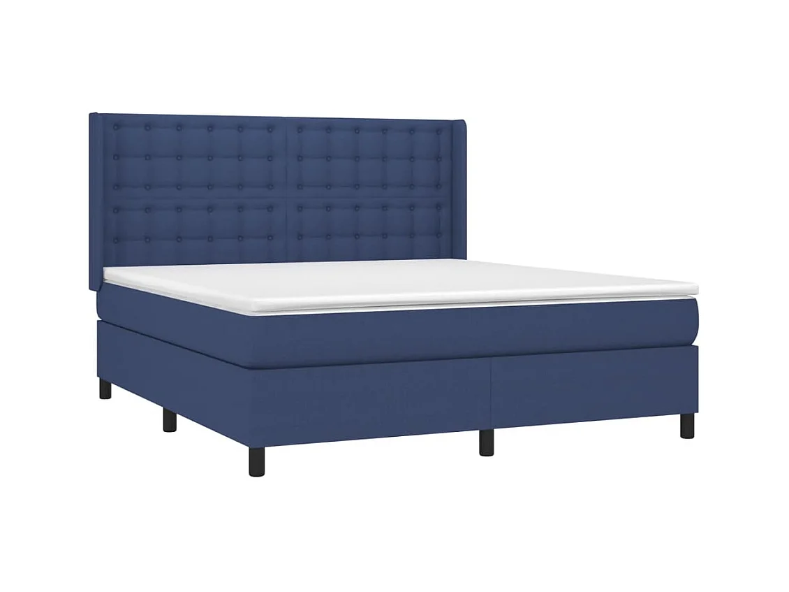 Boxspring met matras en LED stof blauw 180x200 cm