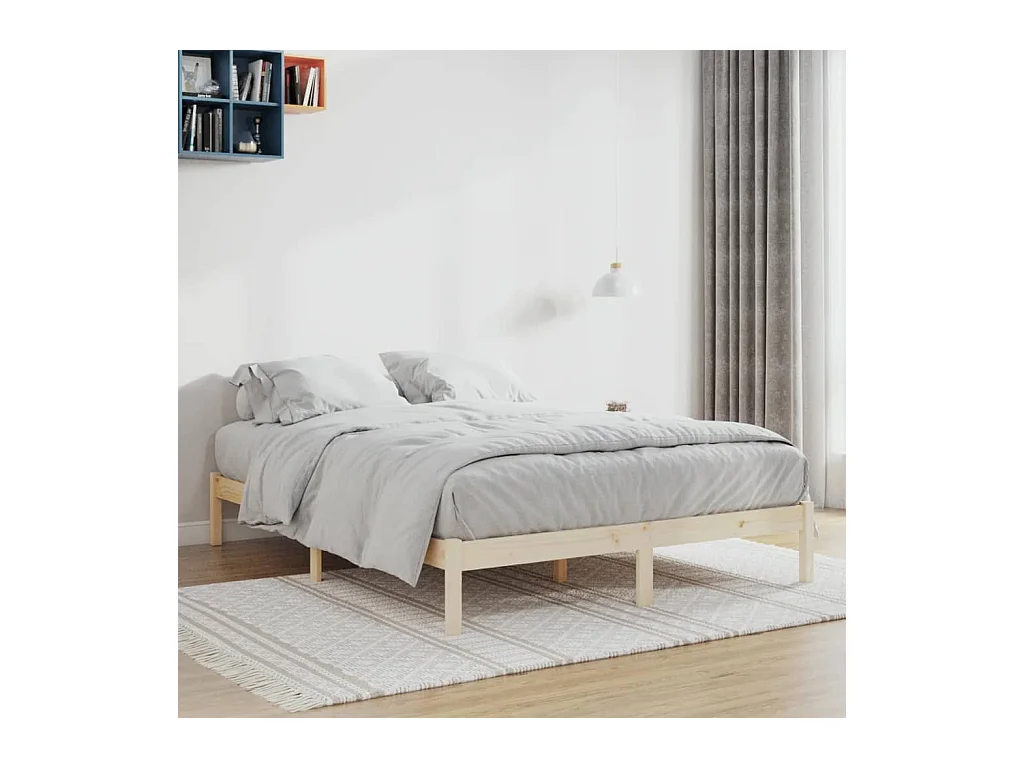 Cadre de lit sans matelas 152x203 cm bois massif de pin