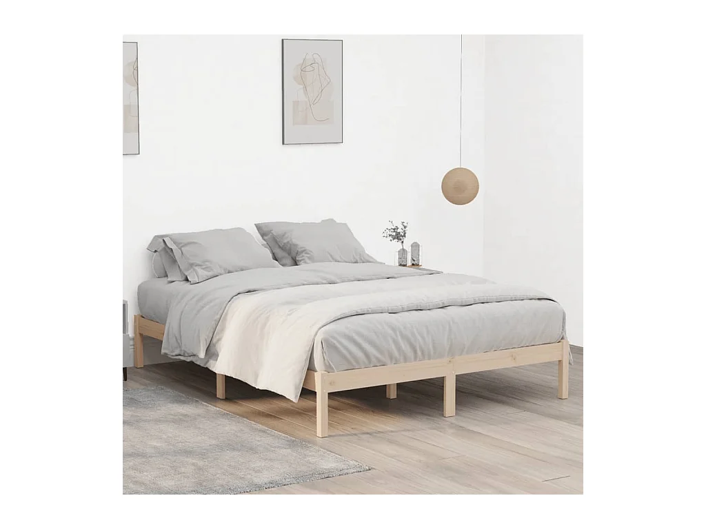 Cadre de lit sans matelas 152x203 cm bois massif de pin