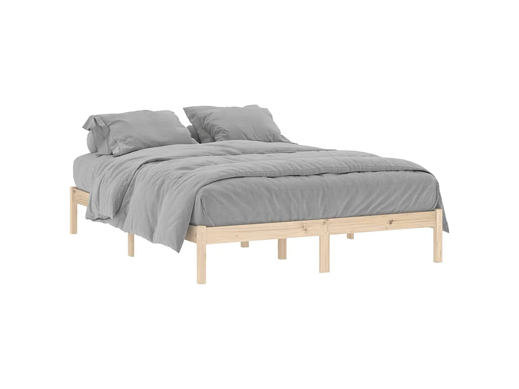 Cadre de lit sans matelas 152x203 cm bois massif de pin