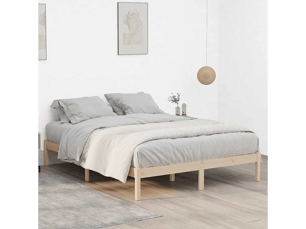 Cadre de lit sans matelas 152x203 cm bois massif de pin