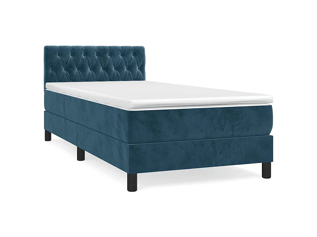 Sommier à lattes de lit avec matelas Bleu foncé 100x200 cm