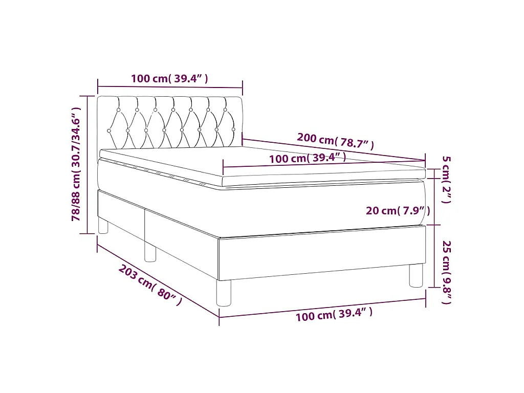 Sommier à lattes de lit avec matelas Bleu foncé 100x200 cm