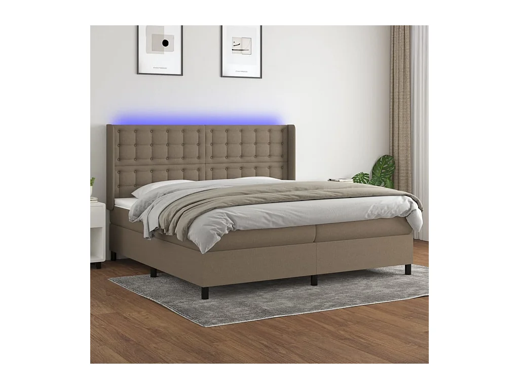 Boxspringbett mit Matratze & LED Taupe 200x200 cm Stoff