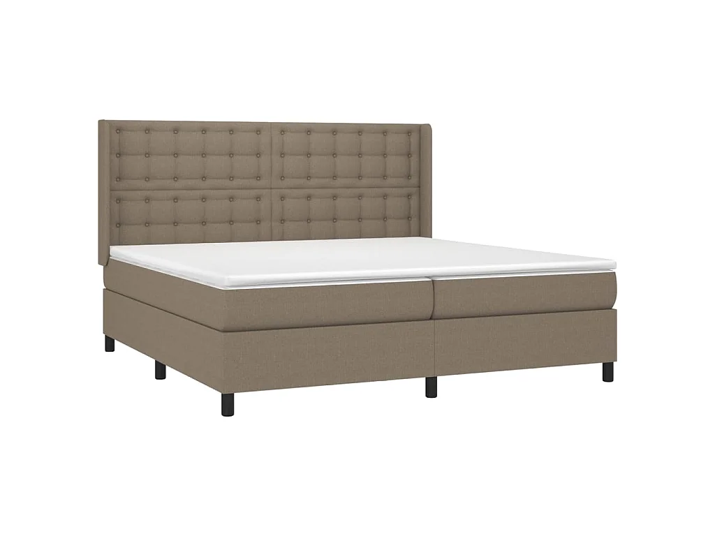 Cama box spring colchão/LED 200x200cm tecido cinza-acastanhado