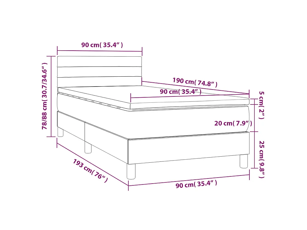 Boxspring met matras fluweel roze 90x190 cm
