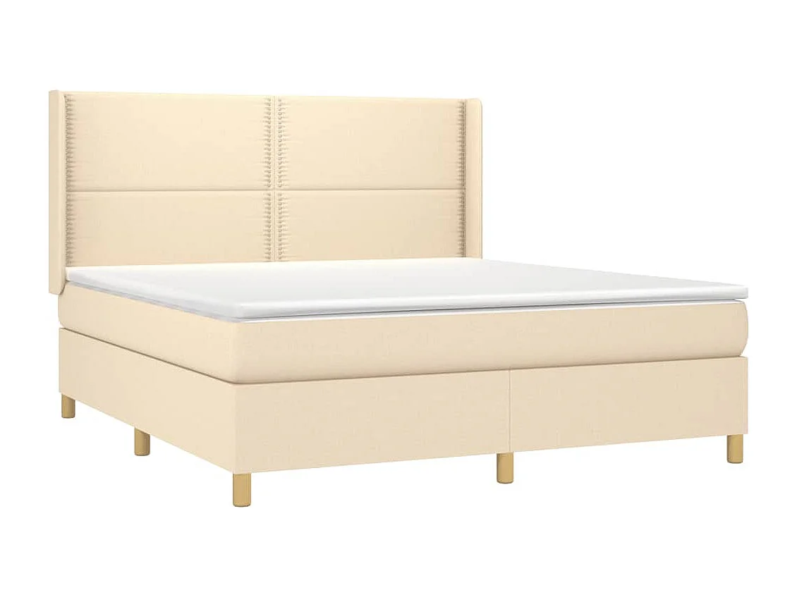 Sommier à lattes de lit matelas et LED Crème 180x200 cm Tissu