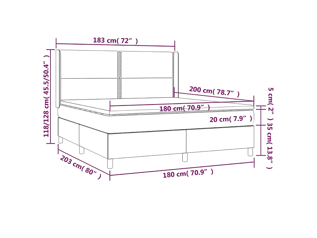 Boxspring met matras en LED stof crèmekleurig 180x200 cm