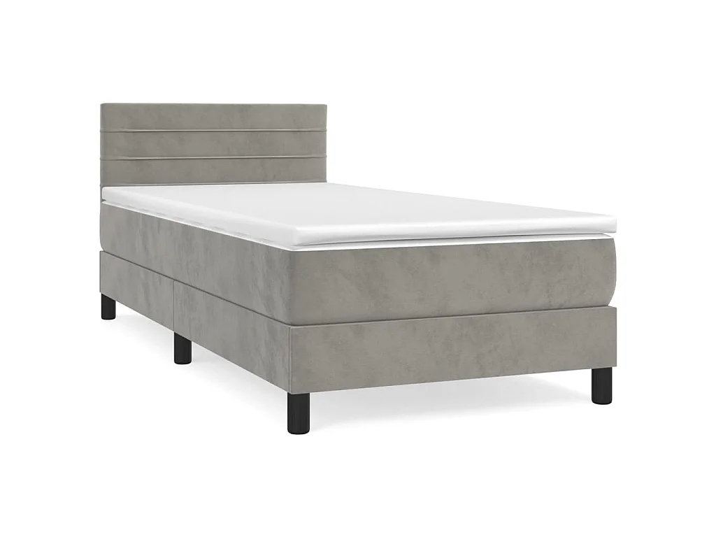 Boxspring met matras fluweel lichtgrijs 90x190 cm