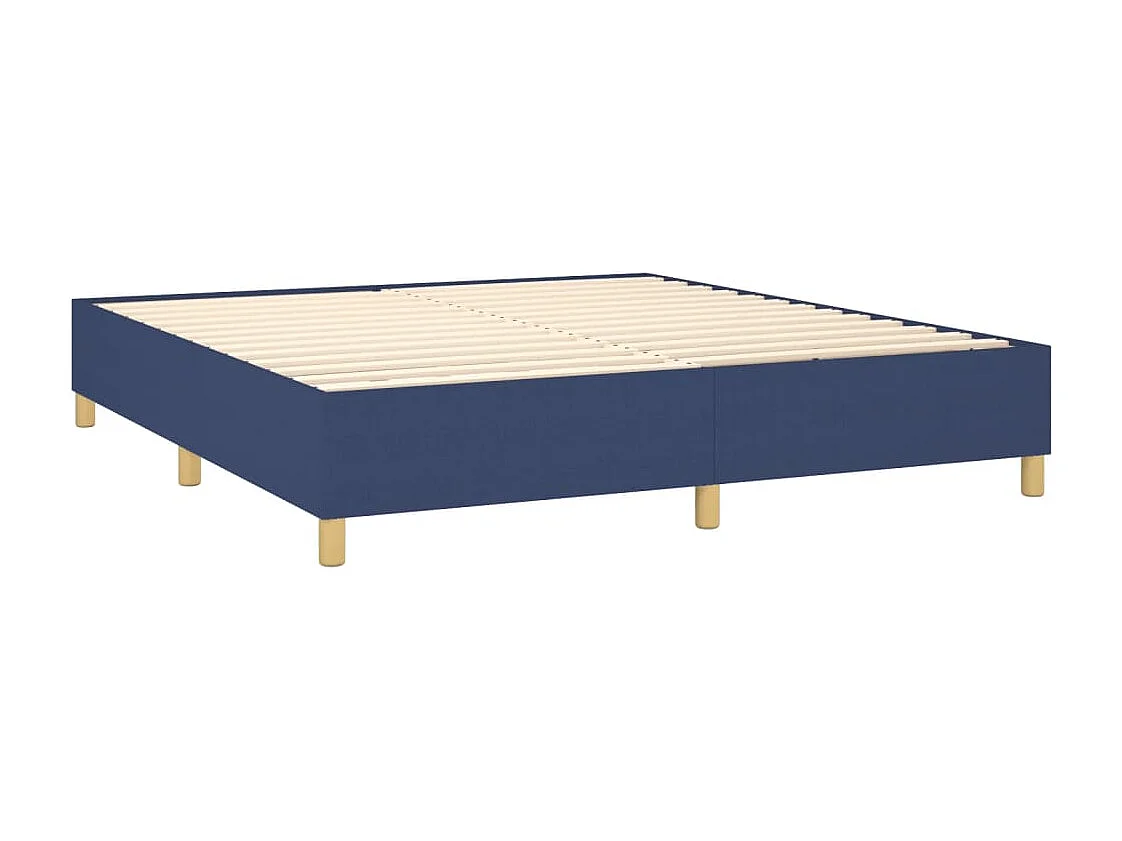Cama box spring c/ colchão e LED 180x200 cm tecido azul
