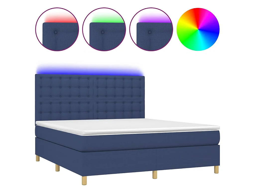 Boxspring met matras en LED stof blauw 180x200 cm