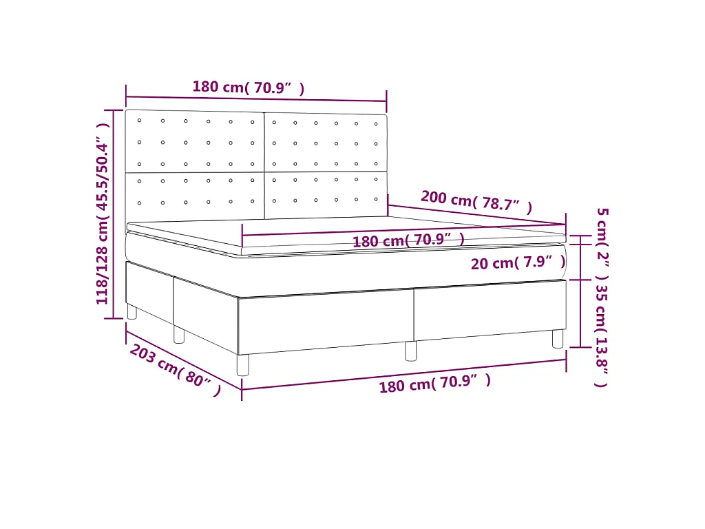 Boxspring met matras en LED stof blauw 180x200 cm