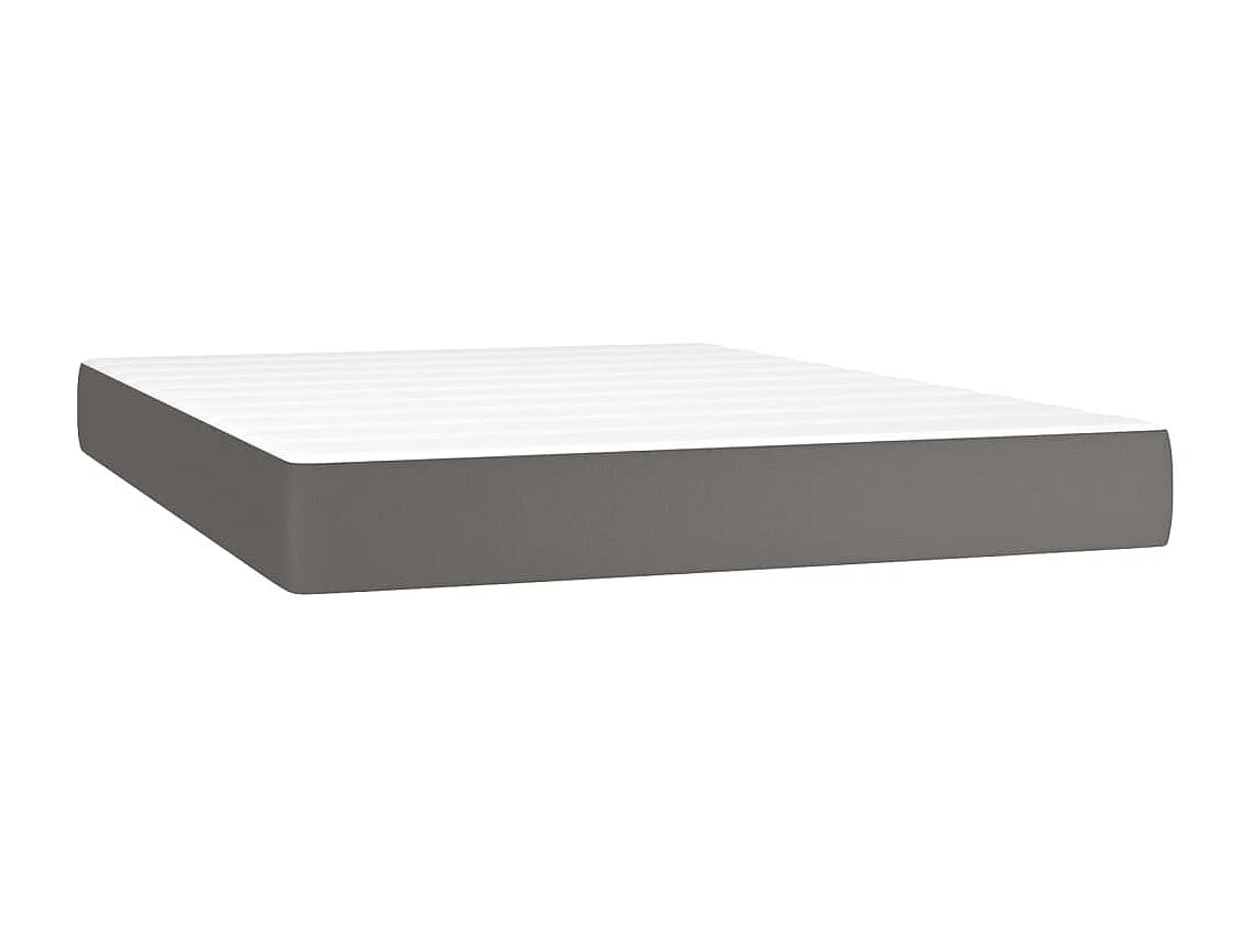 Sommier à lattes de lit matelas LED Gris 140x190cm Similicuir