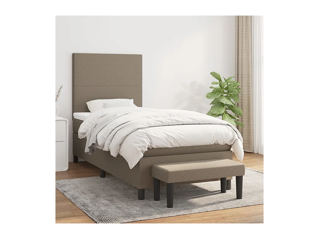 Sommier à lattes de lit avec matelas Taupe 90x200 cm Tissu
