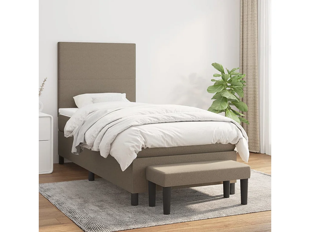 Sommier à lattes de lit avec matelas Taupe 90x200 cm Tissu