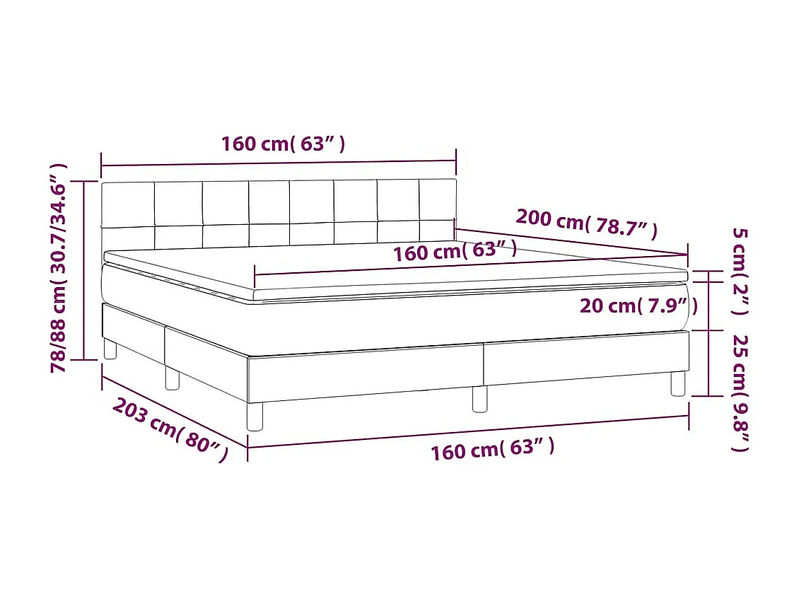 Sommier à lattes de lit et matelas Vert foncé 160x200cm Velours
