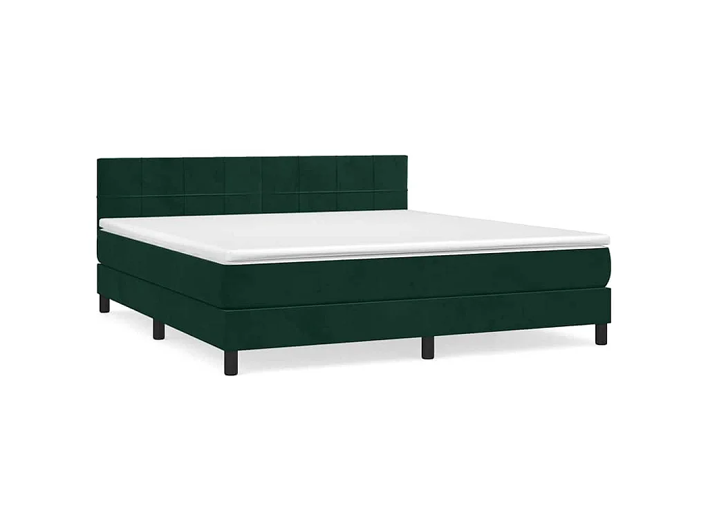 Cama box spring con colchón terciopelo verde oscuro 160x200 cm