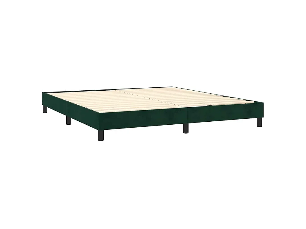 Cama box spring con colchón terciopelo verde oscuro 160x200 cm