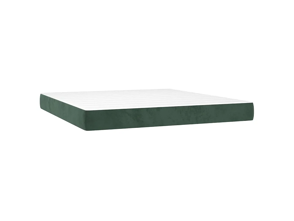 Cama box spring con colchón terciopelo verde oscuro 160x200 cm