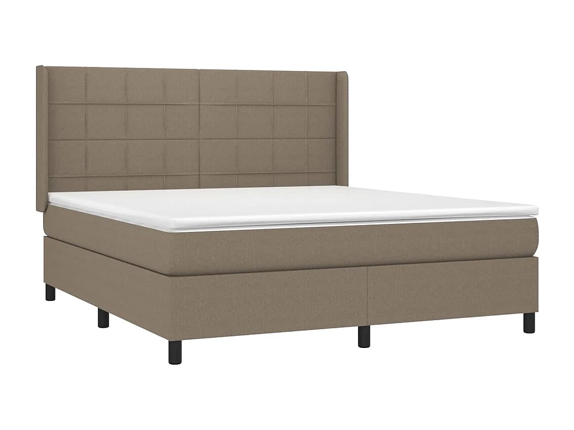Sommier à lattes de lit matelas et LED Taupe 160x200 cm Tissu