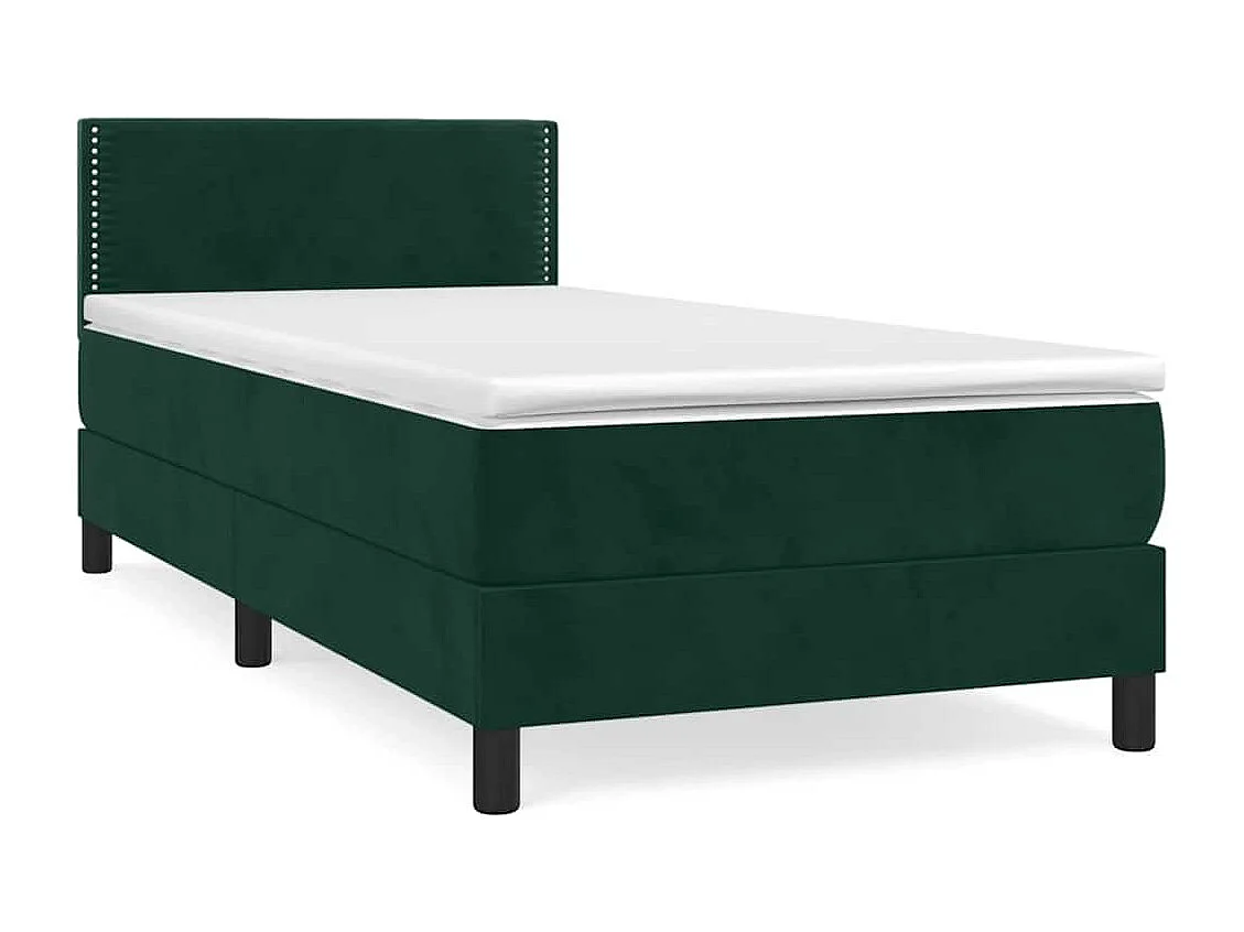 Boxspringbett mit Matratze Dunkelgrün 100x200 cm Samt