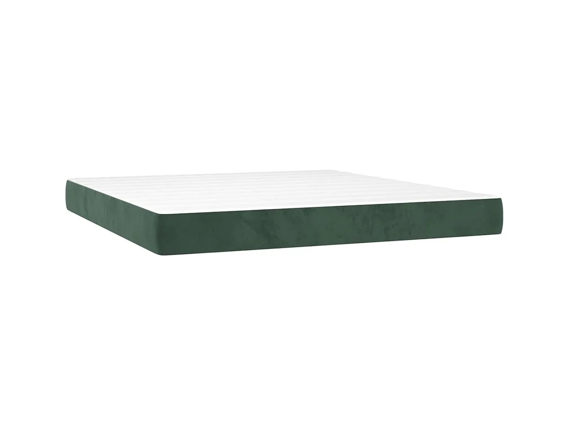 Cama box spring con colchón terciopelo verde oscuro 180x200 cm