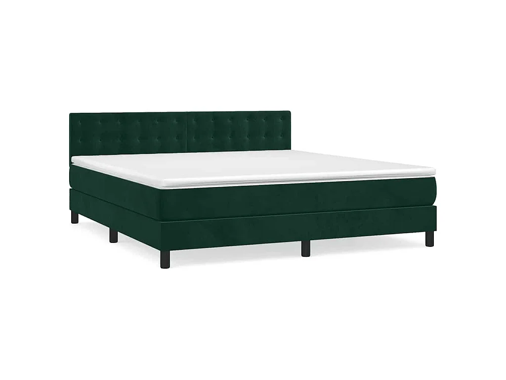 Boxspring met matras fluweel donkergroen 180x200 cm