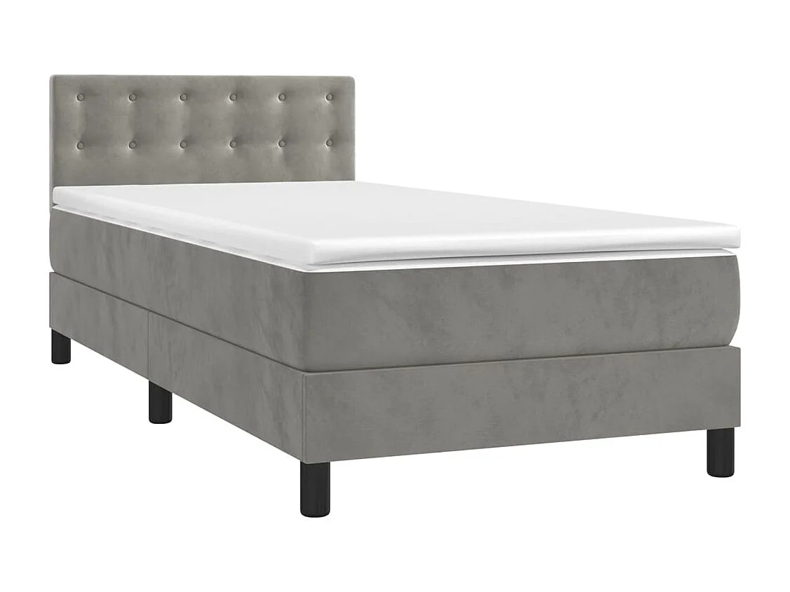 Boxspringbett mit Matratze Hellgrau 90x190 cm Samt