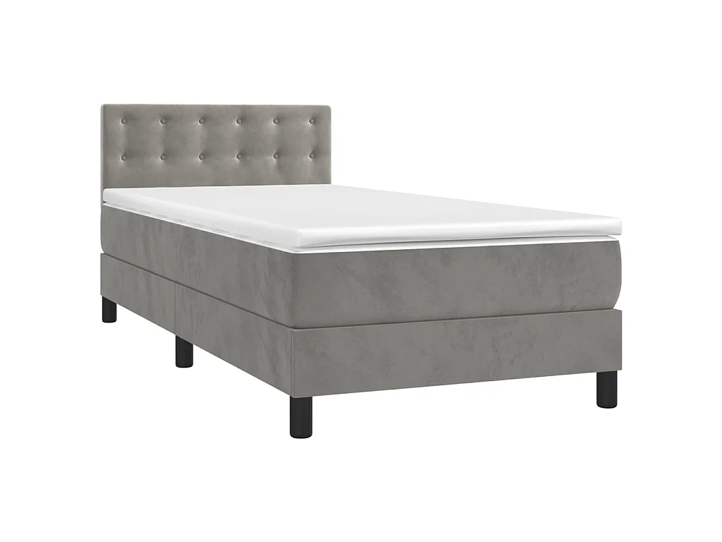 Sommier à lattes de lit et matelas Gris clair 90x190 cm Velours